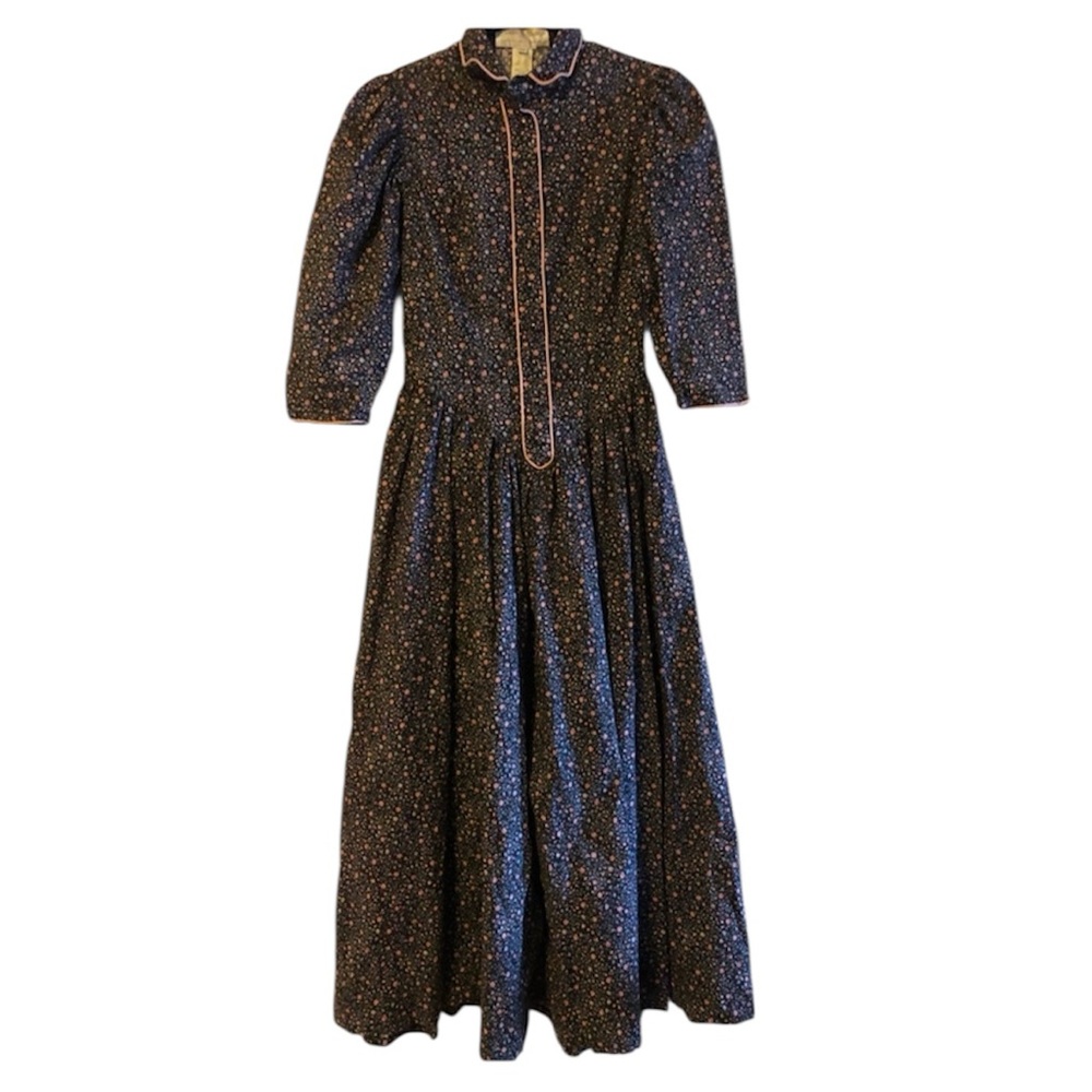 Cattle Kate old west floral pleated prairie dress black small